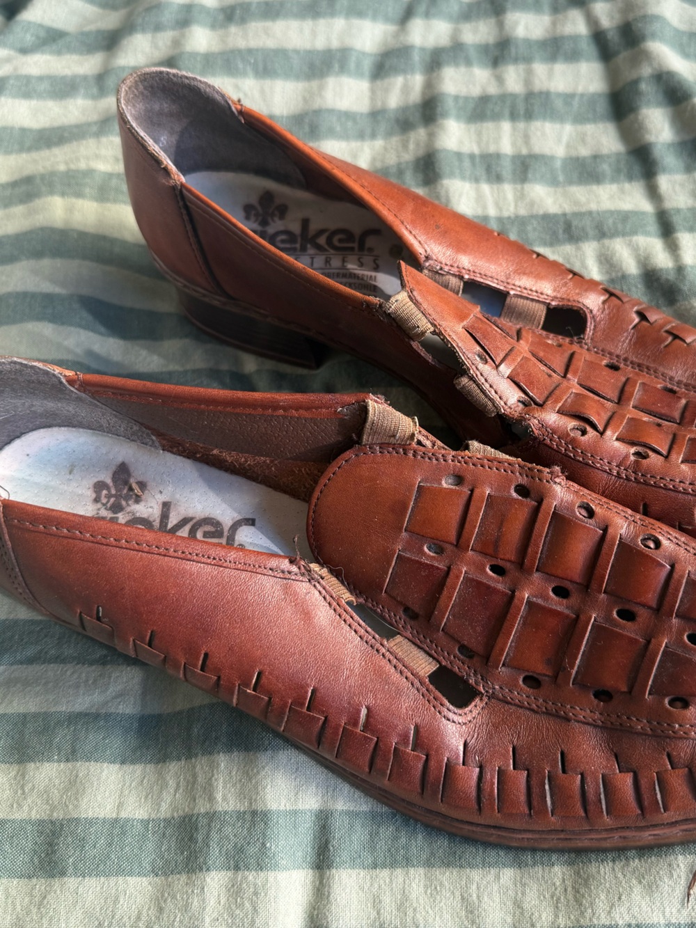 Vintage Rieker Brown Leather Woven Dress Shoe or Loafer